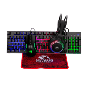 Combo Gamer MARVO CM416 SP LOOT 40 | Teclado + Mouse + Audífonos + Mouse Pad con Iluminación LED